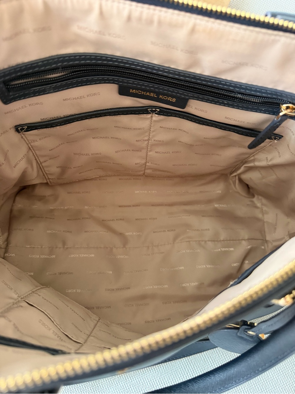 Michael Kors Navy color  Saffiano Leather Dome Satchel with Gold Hardware - Picture 9 of 13